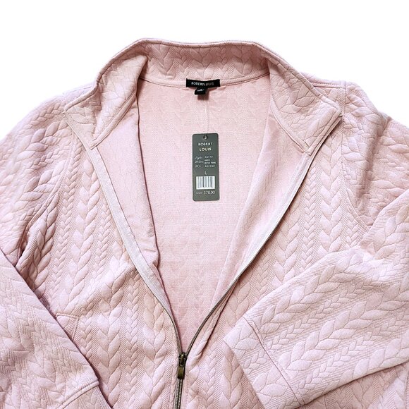 Robert Louis Zipped Stand Up Collar Dusty Rose Pink Cable Pattern Jacket… - Picture 6 of 16